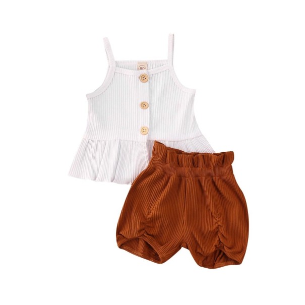 Camiseta de tirantes y pantalones cortos para niñas L1144 12-18 meses D