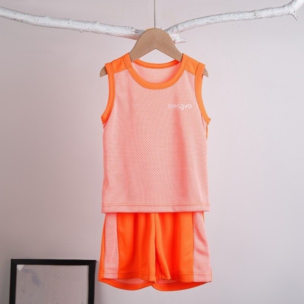 Camiseta de tirantes y pantalones cortos para niños C1108 naranja 10