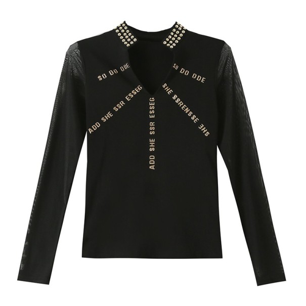 Camiseta decorada mujer negra A1256 M