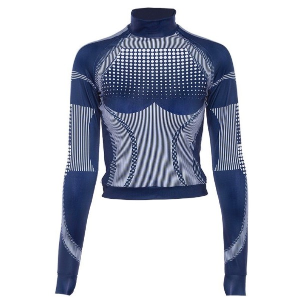 Camiseta deportiva de manga larga para mujer azul S