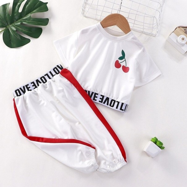 Camiseta e calças para rapariga L1188 branco 2