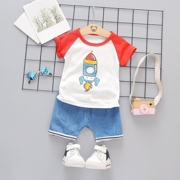 Camiseta e calções para crianças L1104 vermelho 18-24 meses A