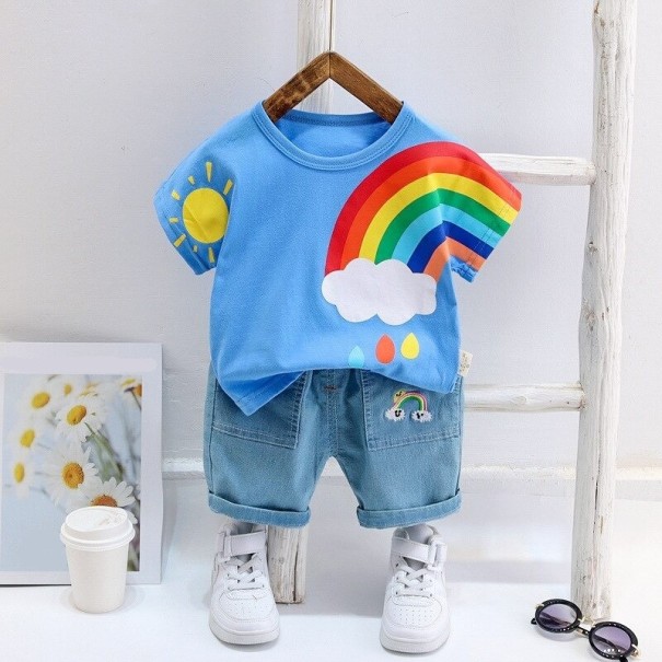 Camiseta e calções para crianças L1107 azul 12-18 meses