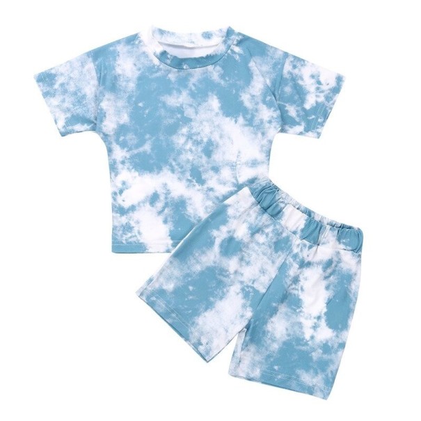 Camiseta e calções para crianças L1221 azul claro 12-18 meses