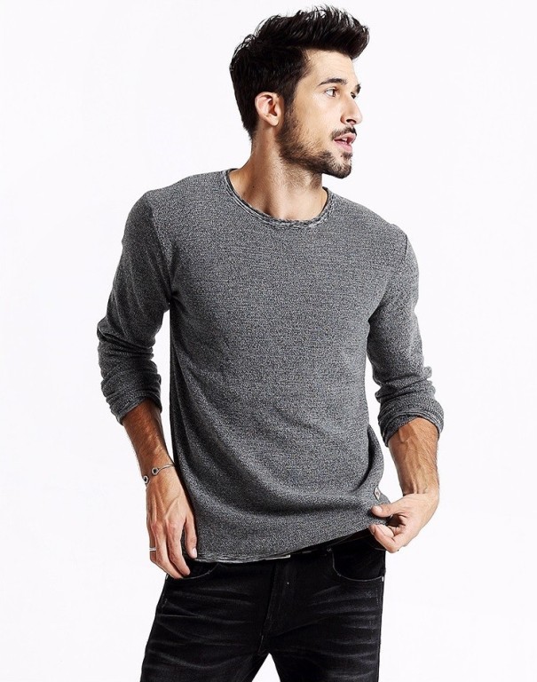 Camiseta elegante de manga larga para hombre XL