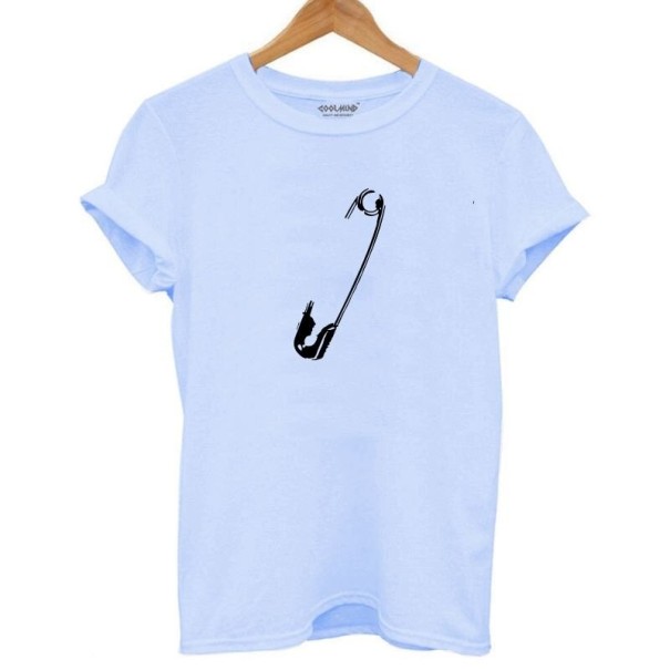 Camiseta feminina com estampado B191 azul L