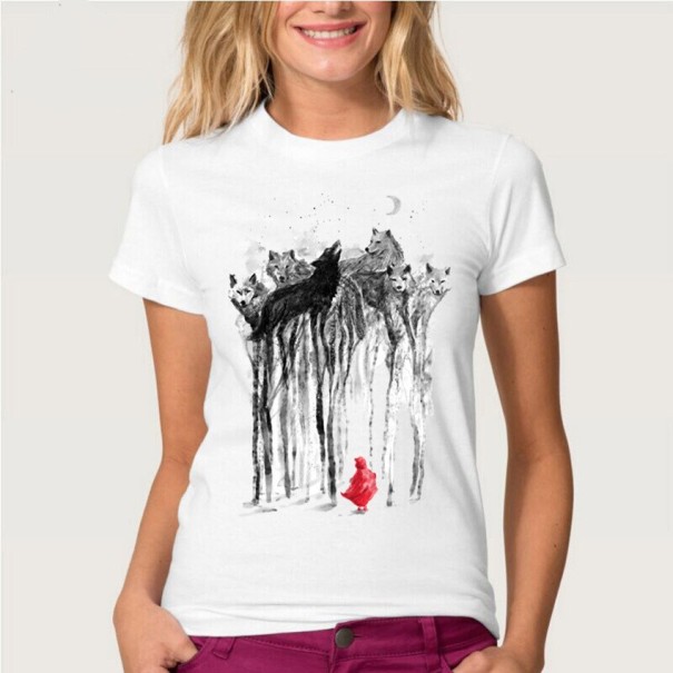 Camiseta feminina com estampado de lobos L 1