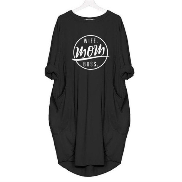 Camiseta larga de mujer de gran tamaño negro XL