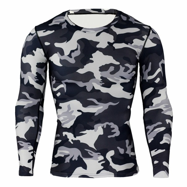 Camiseta militar de manga larga para hombre J1464 negro XS