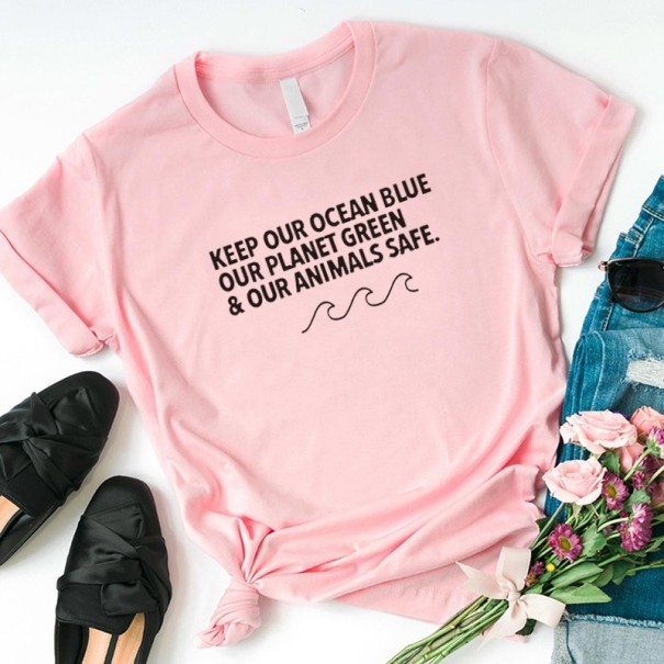Camiseta mujer con estampado A1238 rosa M