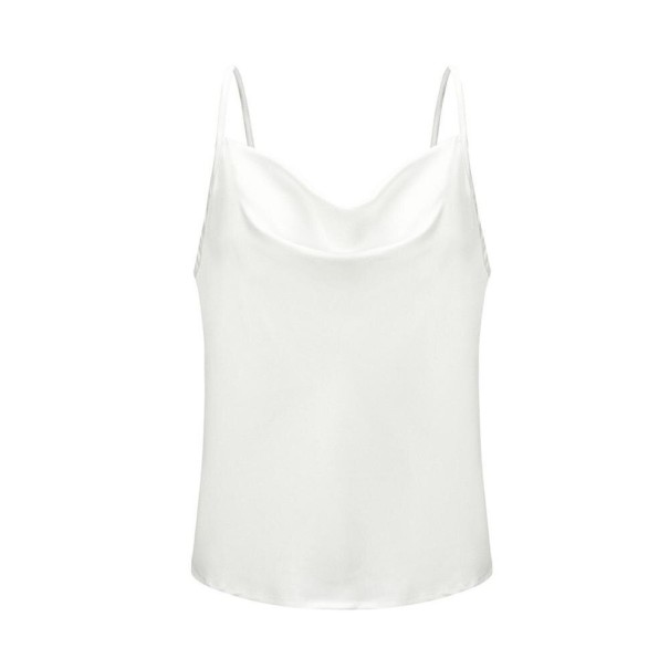 Camiseta sin mangas brillante para mujer blanco S