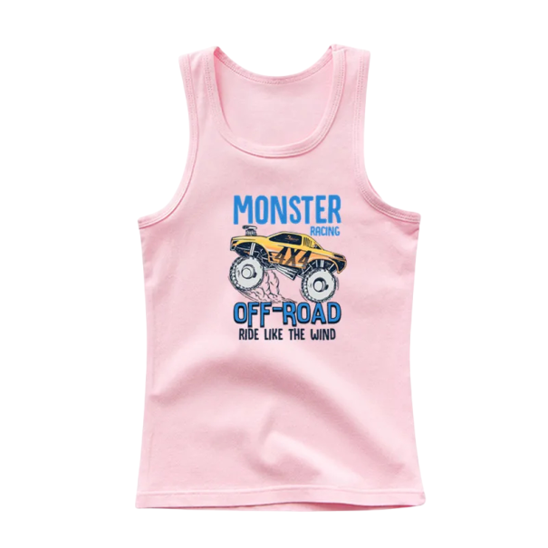 Camiseta sin mangas de algodón para niños con estampado de coches off road Camiseta de un solo color con escote redondo Top de verano para niños y niñas Varios colores rosa 6
