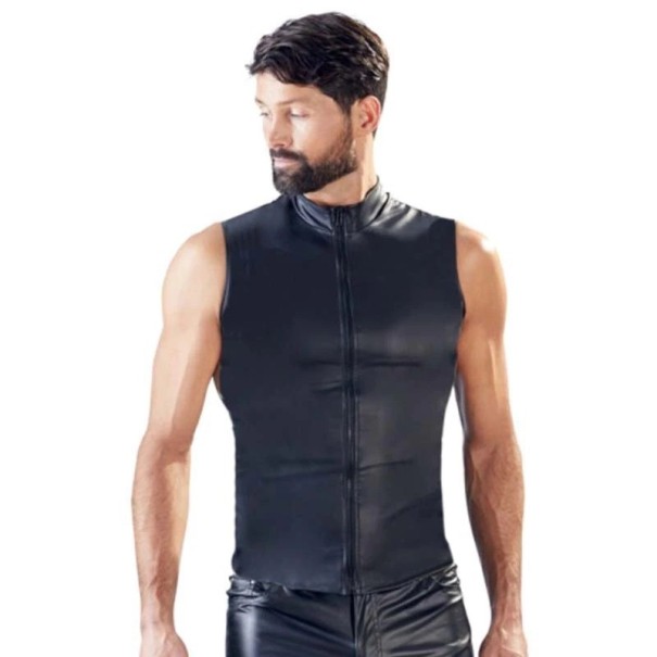 Camiseta sin mangas de piel sintética para hombre T1992 M