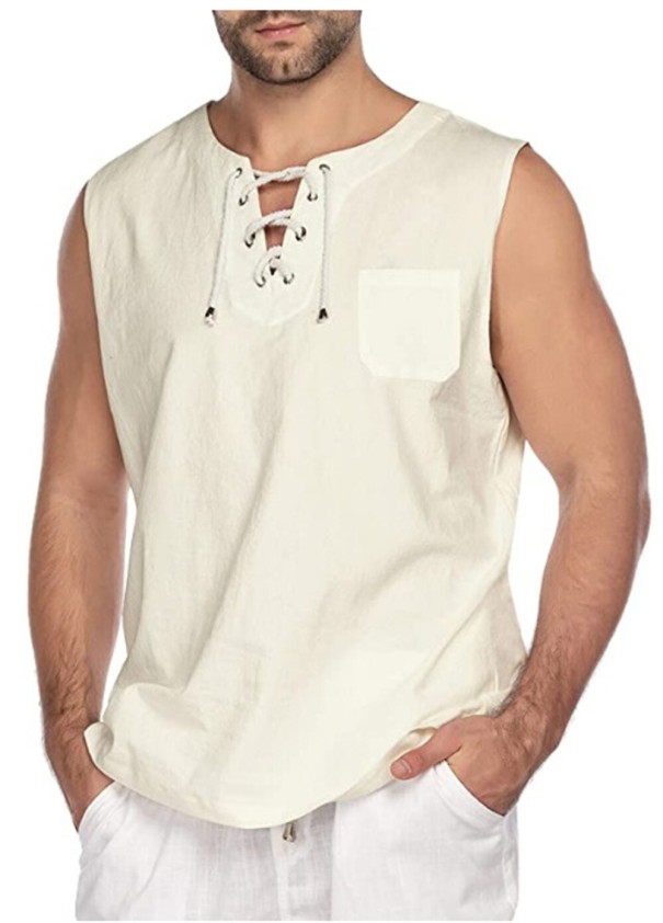 Camiseta sin mangas para hombre T1967 crema L