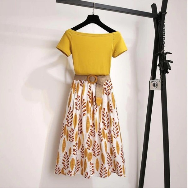 Camiseta y falda de mujer amarillo oscuro L