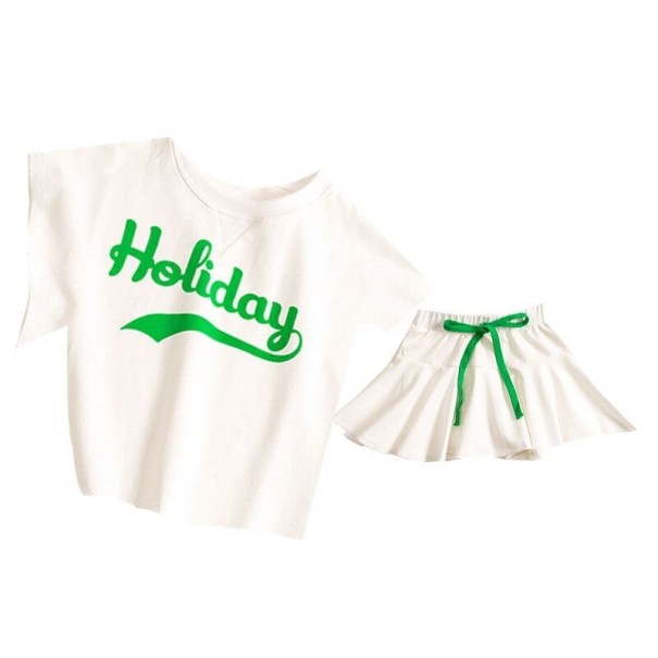 Camiseta y falda niña L1186 blanco 4