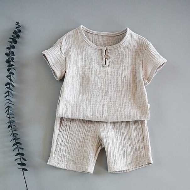 Camiseta y pantalón corto infantil L1184 beige 4
