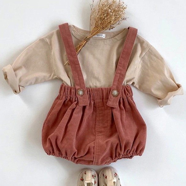 Camiseta y pantalón corto infantil L1334 beige 12-24 meses