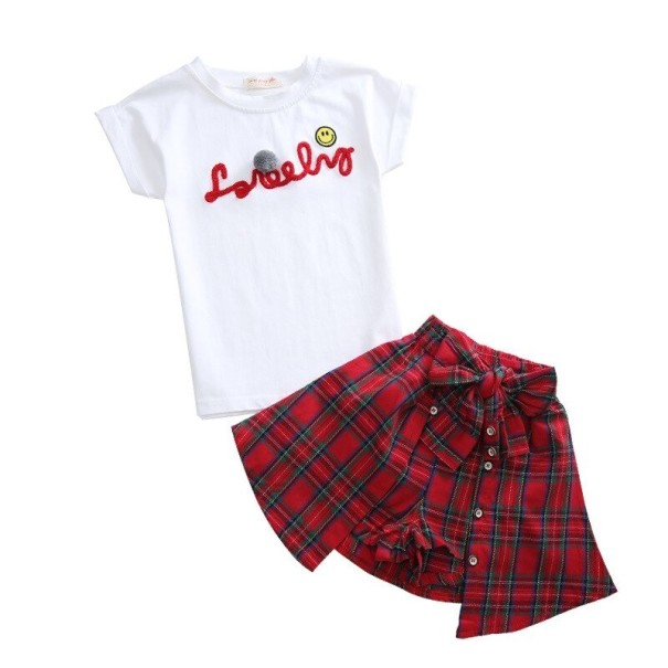 Camiseta y pantalón corto niña L1430 blanco 13