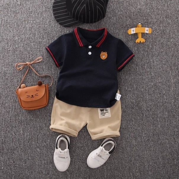 Camiseta y pantalón corto niño L1555 negro 12-24 meses