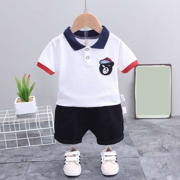Camiseta y pantalón corto niño L1556 blanco 5