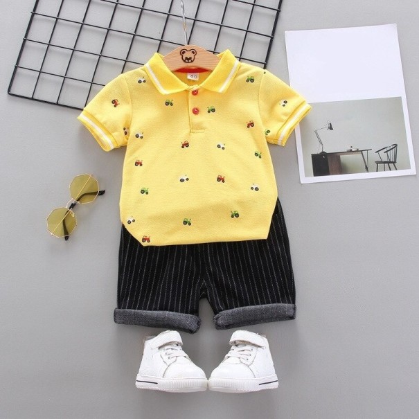 Camiseta y pantalón corto niño L1706 amarillo 3