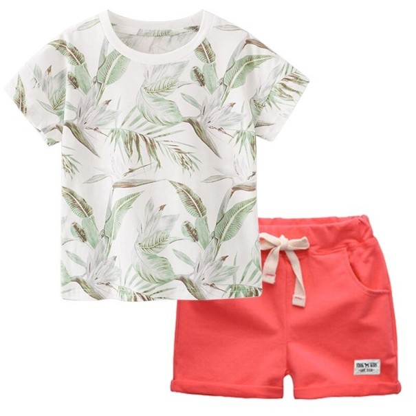 Camiseta y pantalón corto niño L1722 rojo claro 7