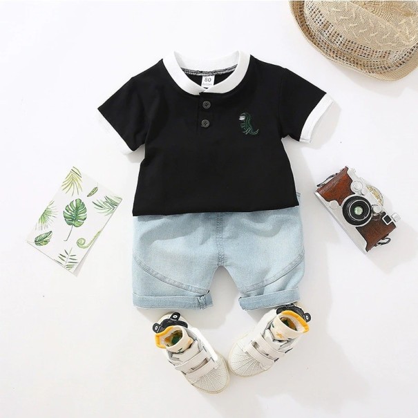 Camiseta y pantalón corto niño L1726 negro 4
