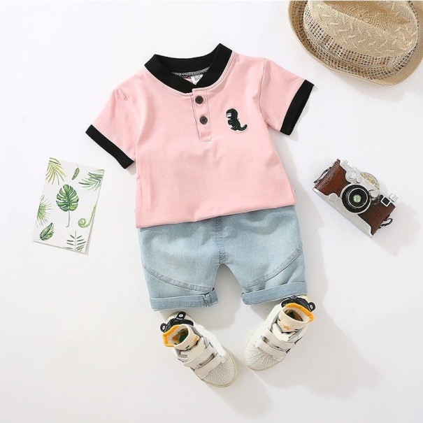 Camiseta y pantalón corto niño L1726 rosa 5