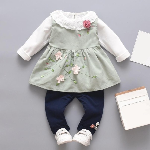 Camiseta y pantalón niña L1159 verde claro 9-12 meses