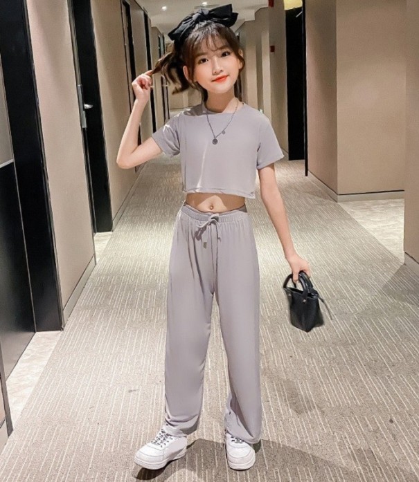 Camiseta y pantalones para niña L1447 gris 4