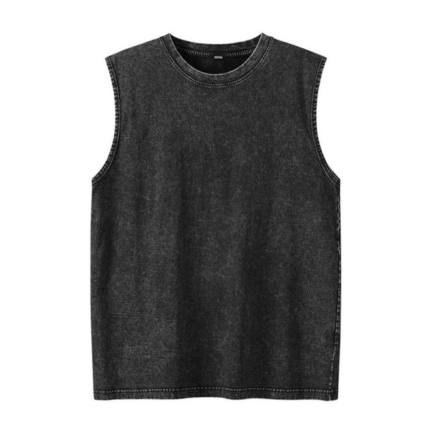 Camisola de algodão para homem de cor única Decote redondo Corte reto confortável Material respirável Para desporto e lazer preto M