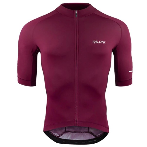 Camisola de ciclismo masculina de manga curta com fecho, corte confortável e respirável, para ciclismo, desporto e actividades de lazer borgonha L