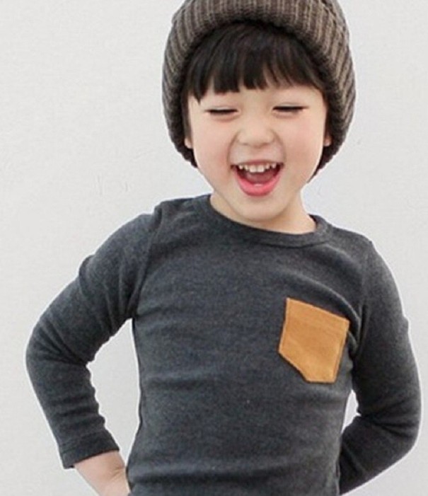 Camisola de criança com mangas longas B1472 cinzento escuro 5