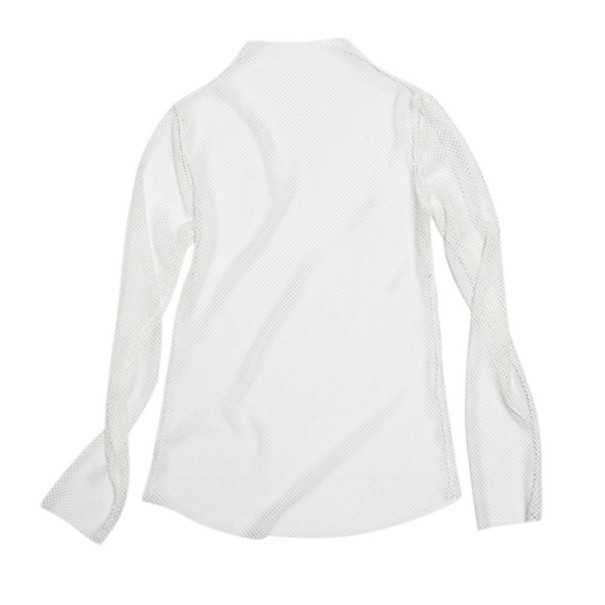 Camisola de malha feminina de manga longa branco
