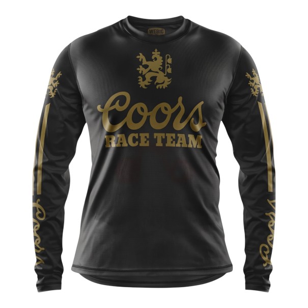 Camisola desportiva para motociclismo de todo-o-terreno com mangas longas e decote redondo com motivo de leão e inscrição no peito preto XXS