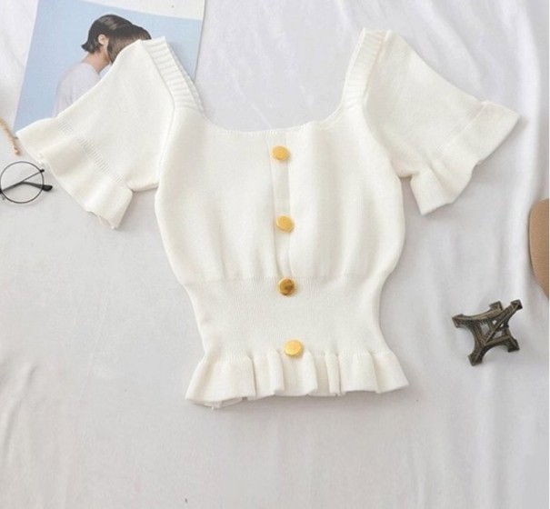 Camisola feminina com botões A1310 branco