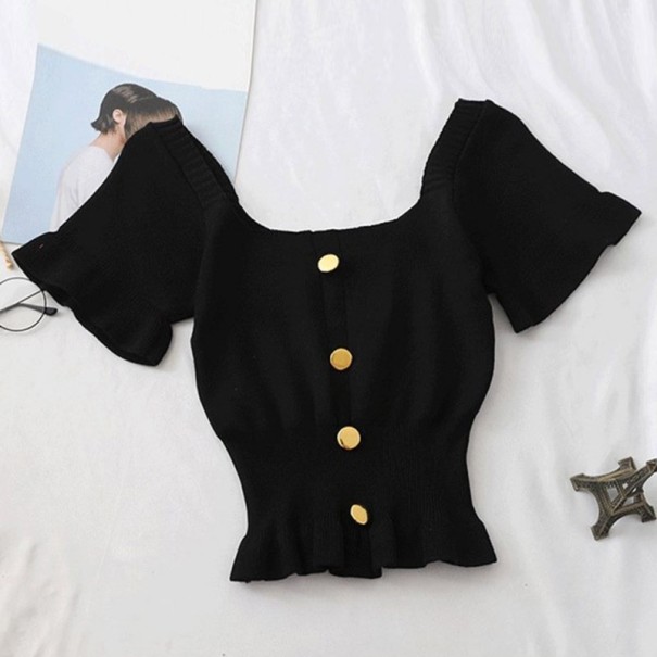 Camisola feminina com botões A1310 preto