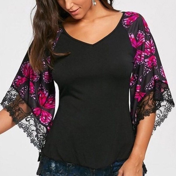 Camisola feminina com mangas largas rosa escuro XS