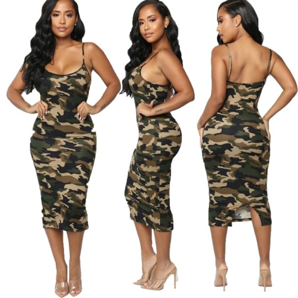 Camouflage midi-jurk