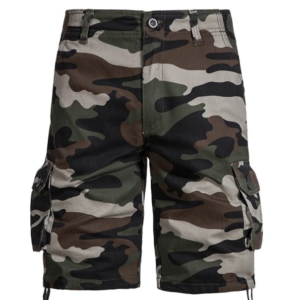 Camouflage outdoorshorts voor heren, gemaakt van katoen, ademende korte broek met zijzak, knielange comfortabele zomershorts voor wandelen en vrije tijd groen 34
