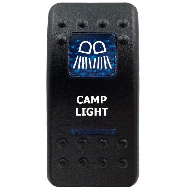 CAMP LIGHT kolébkovschakelaar eenpolige schakelaar 12V waterdicht met blauwe LED-verlichting zwarte verlichting voor boten en campers 1