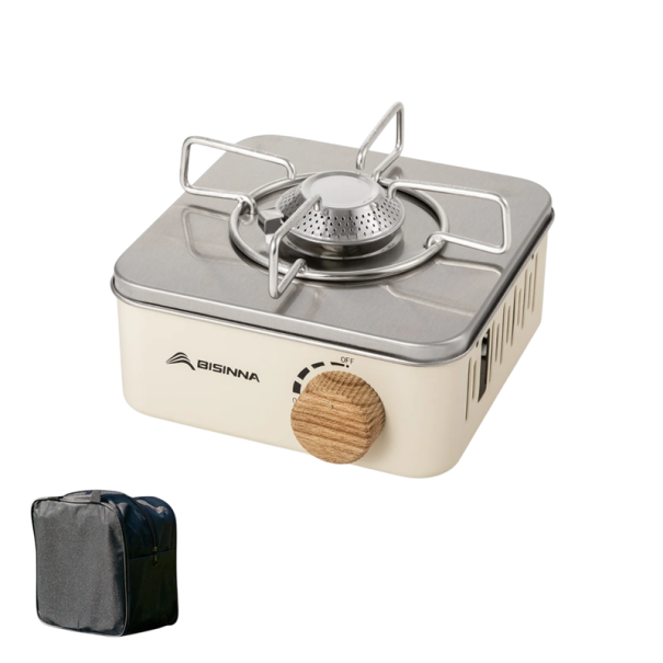 Camping Gas Stove 2800W Portable Cooker for Cartridges Compact Stove 1.22 kg with Bag 19.3x19.3x9 cm Outdoor Cooking on the Go white