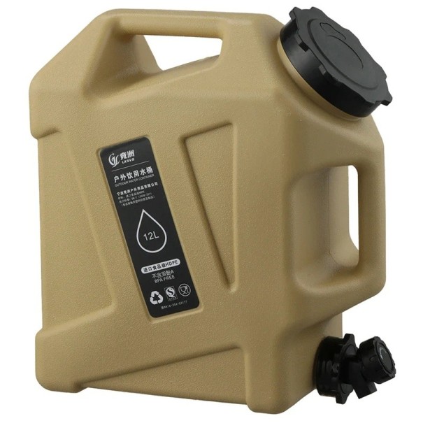 Camping-Wasserbehälter, 12 l, tragbarer Wasserbeutel mit Wasserhahn, faltbarer Eimer für den Außenbereich, Picknick-Wassertank, große Kapazität khaki