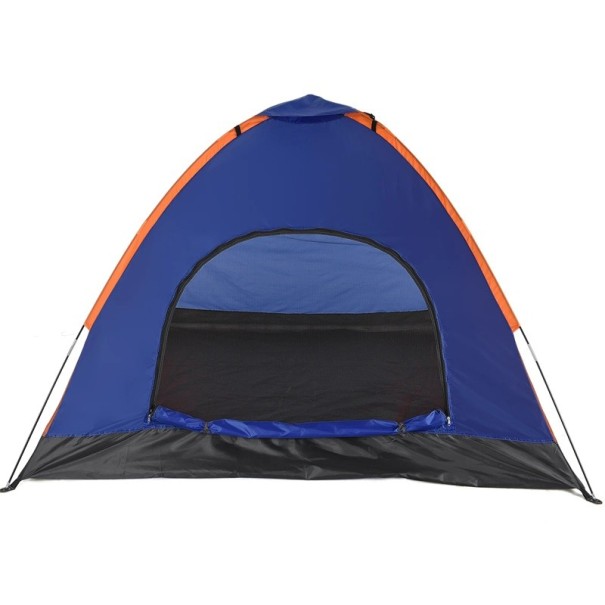 Campingzelt für 3-4 Personen 200 x 200 x 130 cm Rip-Stop Polyester mit PA-Beschichtung blau-orange für Camping und Wandern mit Moskitonetz