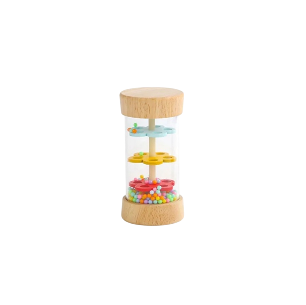 Cana de chuva arco-íris Montessori 9,5×4,7 cm Chocalho sensorial para crianças Brinquedo musical Ampulheta para bebés Desenvolvimento precoce 1