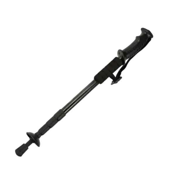 Cana de trekking telescópica com amortecimento de impactos Comprimento 110 cm Comprimida 51 cm Alumínio plástico e aço Design ultraleve preto