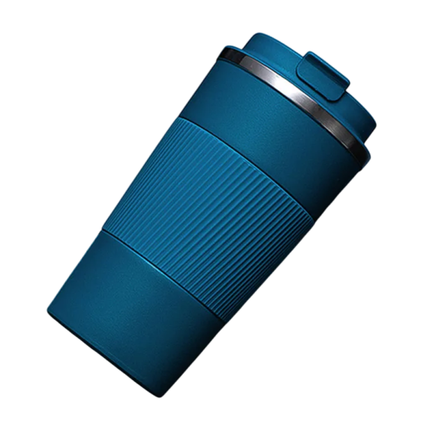 Cană termică 380 ml Termos de călătorie din oțel inoxidabil cu izolație vidată 14,5 x 7 cm Ceașcă portabilă pentru cafea și ceai albastru