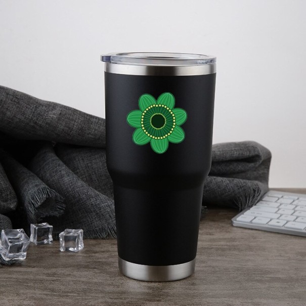 Cană termică cu floare negru L