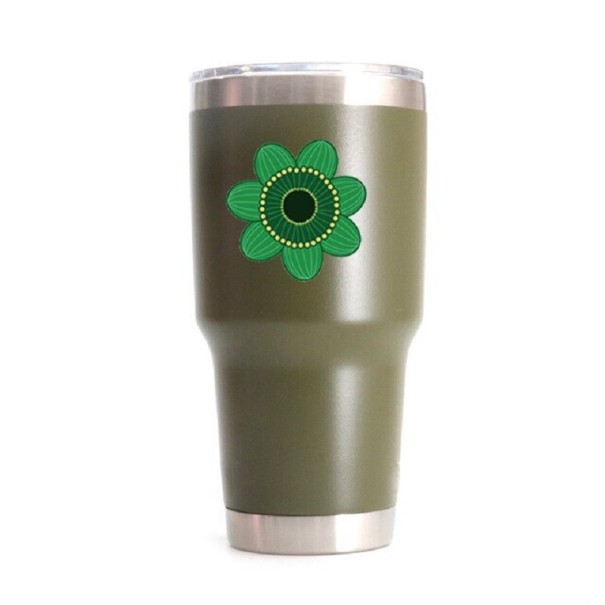 Cană termică cu floare verde armată L